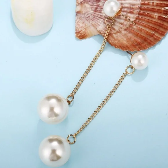 *ALETHIA* Gold x Pearl Fashion Drop Earrings - Picture 4 of 5